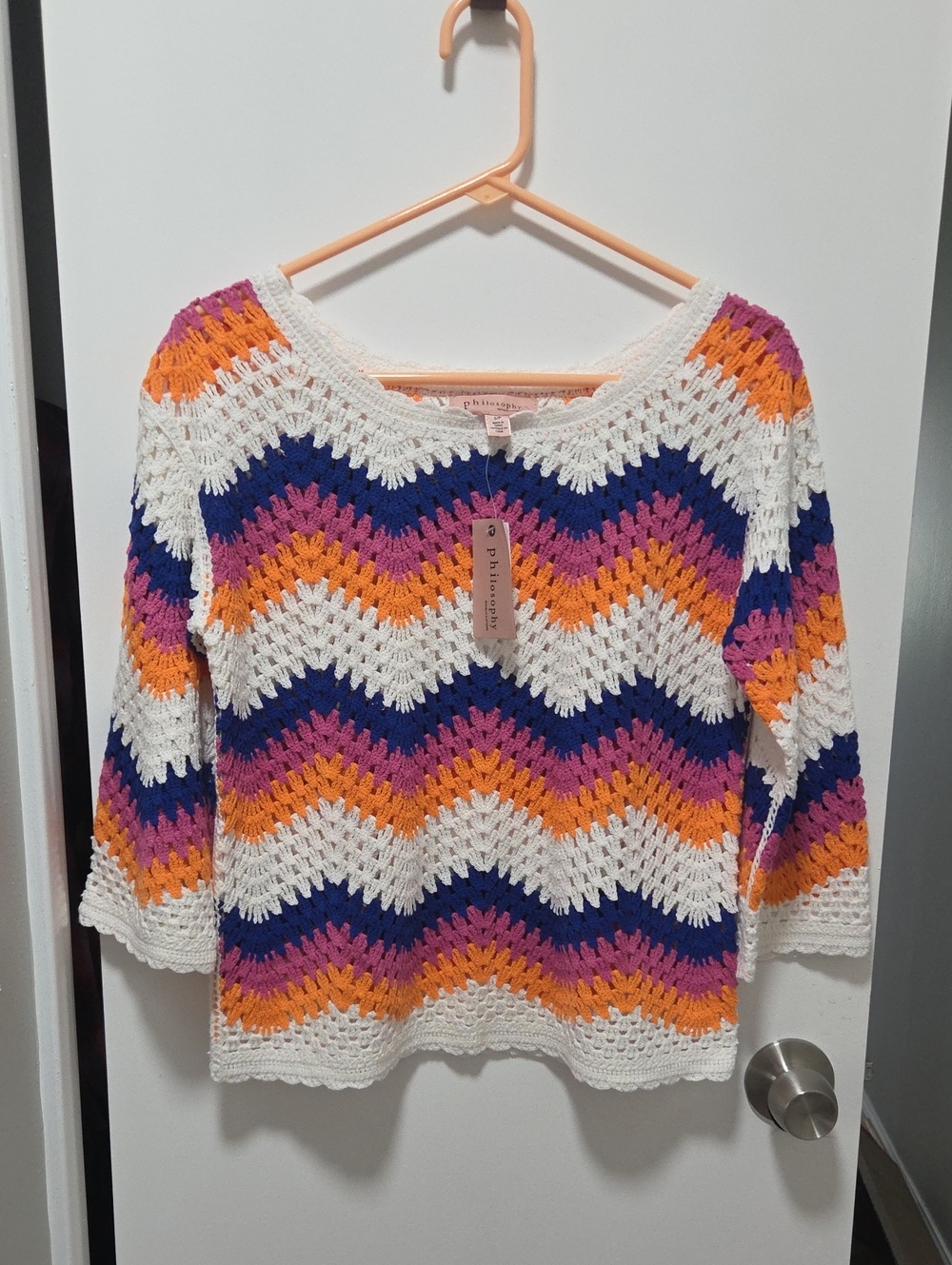 Philosophy Chevron Crochet Sweater